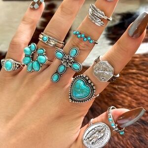 10 Pcs Turquoise Rings